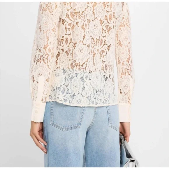 NEW L'Agence Maia Lace Button Front Blouse in Vintage White, Size S - Picture 3 of 15
